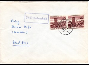 BRD 1962, Landpost Stpl. 5461 REDERSCHEID auf Brief m. MeF 2x20 Pf. Mainz.