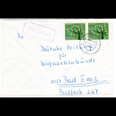 BRD 1963, Landpost Stpl. 3501 HALDORF auf Brief m. MeF 2x10 Pf.