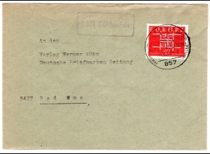 BRD 1963, Landpost Stpl. 8571 KÜHLENFELS auf Brief m. 20 Pf. 