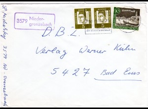 BRD 1963, Landpost Stpl. 3579 NIEDERGRENZEBACH auf Brief m. 10+2x5 Pf.