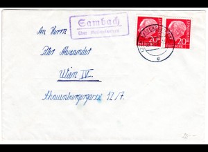 BRD 1956, Landpost Stpl. SAMBACH über Kaiserslautern auf Brief m. 2x20 Pf.