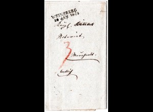 Württemberg 1844, L2 WEINSBERG klar auf Porto Brief n. Murrhardt.