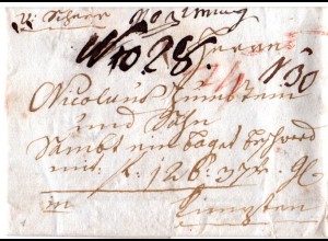 Württemberg 1807, hds. "V. Scherr" (Scheer) auf Handels-Brief n. Kempten, Bayern