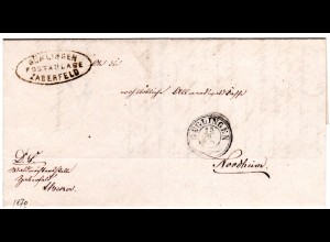 Württemberg 1870, Postablage ZABERFELD (Güglingen) auf Brief n. Nordheim
