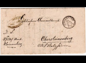 Württemberg 1872, Postablage HAUBERSBRONN (Schorndorf) auf Amts-Brief