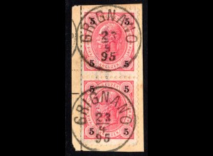 Österreich, Küstenland-K1 GRIGNANO klar auf Briefstück m. Paar 5 Kr.