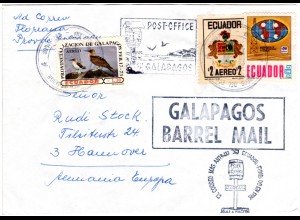 Ecuador, 5 Marken vorder- u. rücks. auf GALAPAGOS BARREL MAIL Brief 