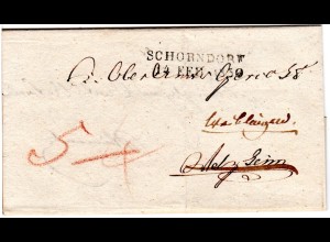 Württemberg 1830, L2 SCHORNDORF auf Nachsende Brief n. Welzheim/Waiblingen