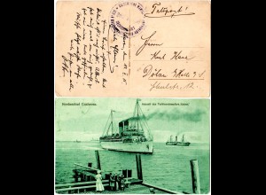 Cuxhaven, Ankunft Dampfer Kaiser, 1915 m. Feldpost gebr. sw-AK