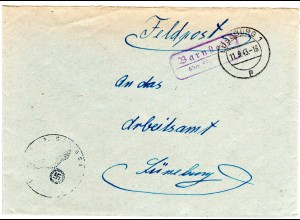 DR 1943, Landpost Stpl. BARNSTEDT über Lüneburg auf Gefangenenlager Fp-Brief 
