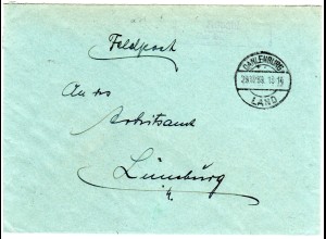 DR 1939, Landpost Stpl. KOVAHL über Dahlenburg auf Feldpost-Brief 