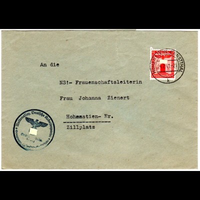 DR 1941, EF 8 Pf. Dienst auf Orts Brief v. Hohenstein-Ernstthal