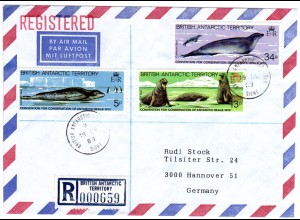 British Antarctic Territory 1983, 3 Werte Robben auf Einschreiben Brief 
