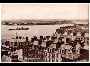Irland, Cobh (Queenstown) with Hawlbowline Island and warship, unused Postcard
