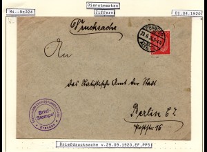 DR 1920, 10 Pf. Dienst auf Drucksache des Sächsischen Gesundheitsamts. Geprüft