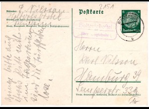 DR 1939, Landpost Stpl. HOLTORFSBOSTEL über Buxtehude auf 6 Pf. Ganzsache.