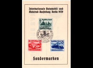 Berlin 1939, Int. Automobil Ausstellung, Ereigniskarte m. entspr. Sonderstpl.