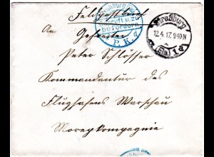 WK I 1917, Feldpost Brief v. Straßburg Elsass m. Zensur n. Warschau, Polen
