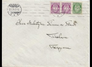 Norwegen 1943, 5+5+10 öre auf Brief v. Bergen nach Thorshavn Faeroer. #2277