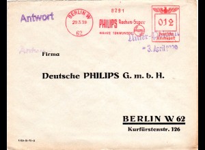 DR 1939, Notstpl. Unter-Polaun auf bereits freigemachtem Antwort Brief n. Berlin