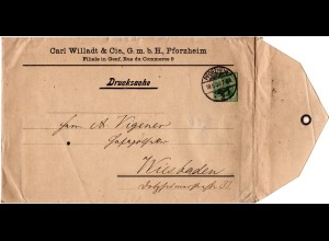 DR 1902, 5 Pf. C. Willadt Privatganzsache Umschlag v. Pforzheim n. Wiesbaden