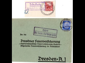 2 Landpost Stpl. EICHDORF u. SCHULLWITZ über Dresden Bad Weisser Hirsch 