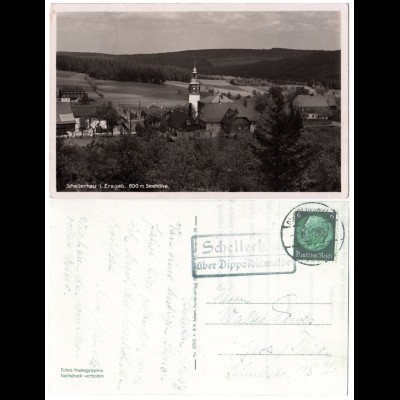 DR 1937, Landpoststpl. SCHELLERHAU über Dippodiswalde auf sw-AK m. 6 Pf.