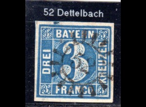 Bayern, breitrandige 3 Kr. m. Druckabart oben u. zentr. MR 52