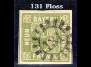 Bayern 5c, breitrandige 9 Kr. m. klarem u. zentrischem MR 131 FLOSS