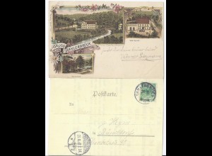 Gruss aus Dahlerbrück, Litho AK v. 1897 m. u.a. Hotel Hencke. #1206