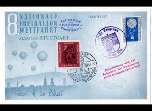 BRD 1961, 8. Nationale Freiballon-Wettfahrt ab Stuttgart, Ballon "TOBLERONE" 