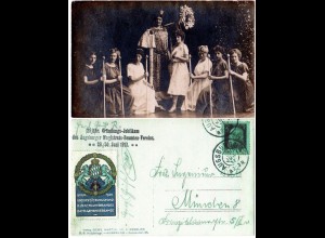 Augsburg, Beamten-Verein Gründungs Jubiläum, 1912 gebr. sw-Festkarte m. Vignette