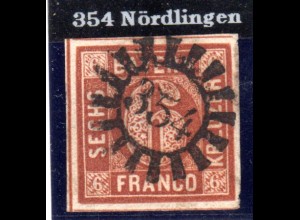 Bayern, MR 354 klar u. zentrisch auf breitrandiger 6 Kr.