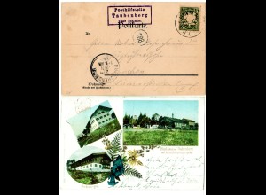 Bayern 1901, Posthilfstelle Taubenberg Taxe Thalham auf entspr. Farb-AK m. 5 Pf.