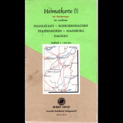 Heimatkarte der Altlandkreise Ingolstadt, Schrobenhausen, Dachau...von ca. 1965