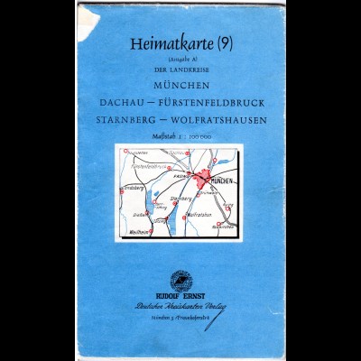 Heimatkarte der Altlandkreise Starnberg, Dachau, Fürstenfeldbruck...von ca. 1965