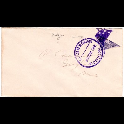 Nicaragua 1899, Diagonalhalbierung 10 C. Telegr. auf Brief v. Bluefields