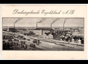 Ergoldsbach, Dachziegelwerke A.-G., ungebr. sw-AK m. Bahnhof u. Eisenbahn