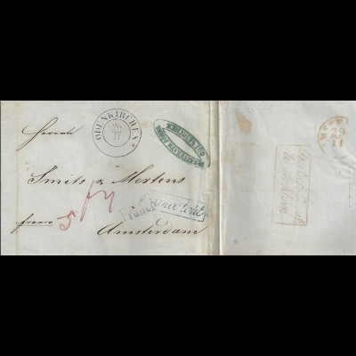 Preussen, K2 Odenkirchen auf Franco Brief m. div. Stempeln n. NL. #2420