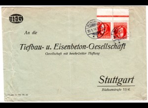 Bayern 1914, Kehrdruckpaar 10 Pf. aus Markenheftchenbogen auf Brief v. München