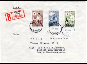 Finnland 1954, kpl. Rot Kreuz Ausgabe Dichter auf Luftpost Reko Brief