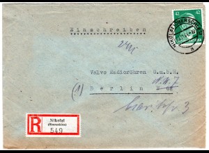DR 1944, 42 Pf. auf Reko Brief v. Reservelazarett II Nikolai (Oberschlesien).