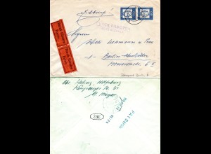 BRD 1962, Paar 40 Pf. auf Eilboten Brief v. Wolfsburg m. Berlin Rohrpost
