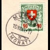 Schweiz 1941, EF 90 C. auf Luftpost Einschreiben Brief v. Murten n. GB