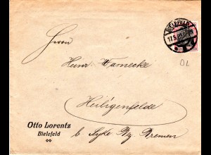 DR 1920, 40 Pf. Germania m. perfin auf Firmen Brief v. Bielefeld