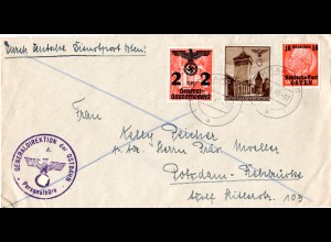 Generalgouvernement 1940, 2+6+16 Gr. auf Brief der Ostbahn Direktion v. Krakau