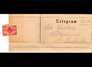 Norwegen 1929, Telegramm v. Aasen m. Den Norske Rikstelegraf Verschlussmarke