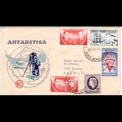 Ross Dependency 1971, 5-8 überkpl auf Antarctica Brief ab Scott Base n. Norwegen