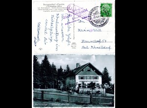 BRD 1956, Landpoststpl. 13a FLECKL über Warmensteinach auf Gasthof-AK m. 10 Pf.