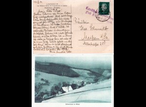 DR 1931, Landpost Stpl. LANDHEIM HEIDELBERG Post Seiffen i. Erzgeb. auf sw-AK 